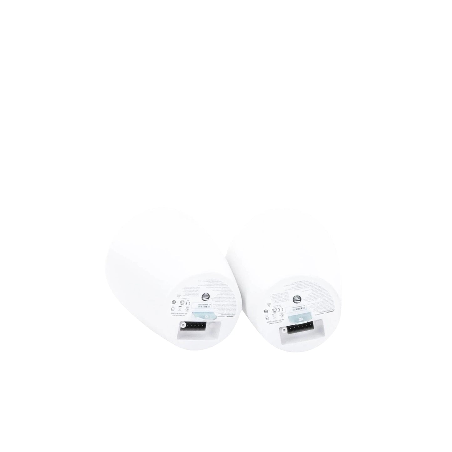 SILYMX pair of white 2.25-inch FreeSpace pendant mount speakers showing rear connection terminals
