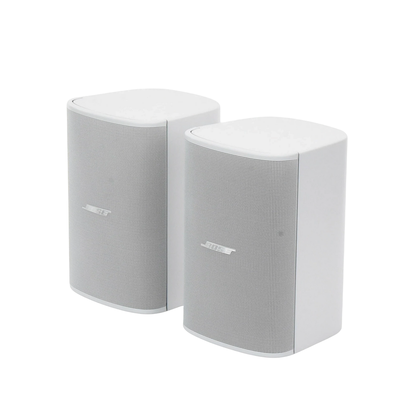 SILYMX pair of white 5-inch DesignMax wall-mounted outdoor speakers with mesh grilles