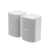 SILYMX pair of white 5-inch DesignMax wall-mounted outdoor speakers with mesh grilles
