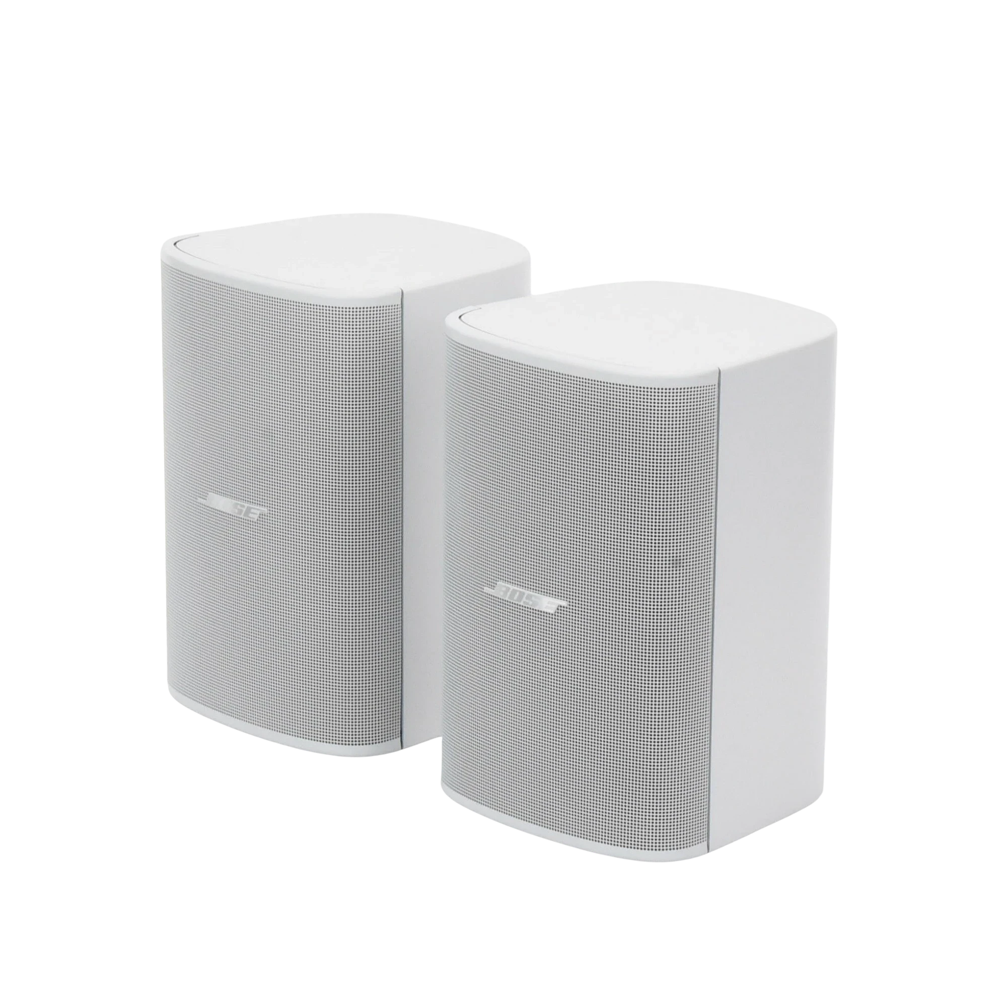 SILYMX pair of white 5-inch DesignMax wall-mounted outdoor speakers with mesh grilles