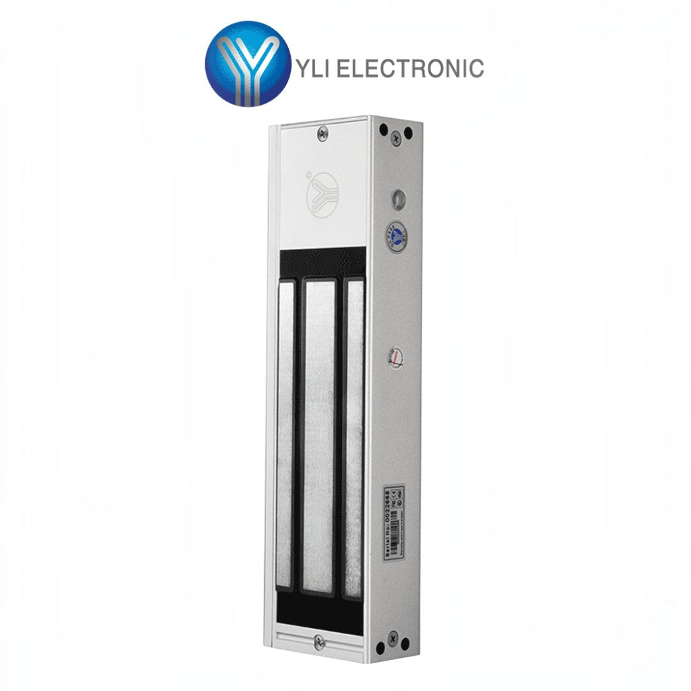 SILYMX YLI magnetic lock with 750kg holding force, dual voltage, and LED status indicator for interior access control.