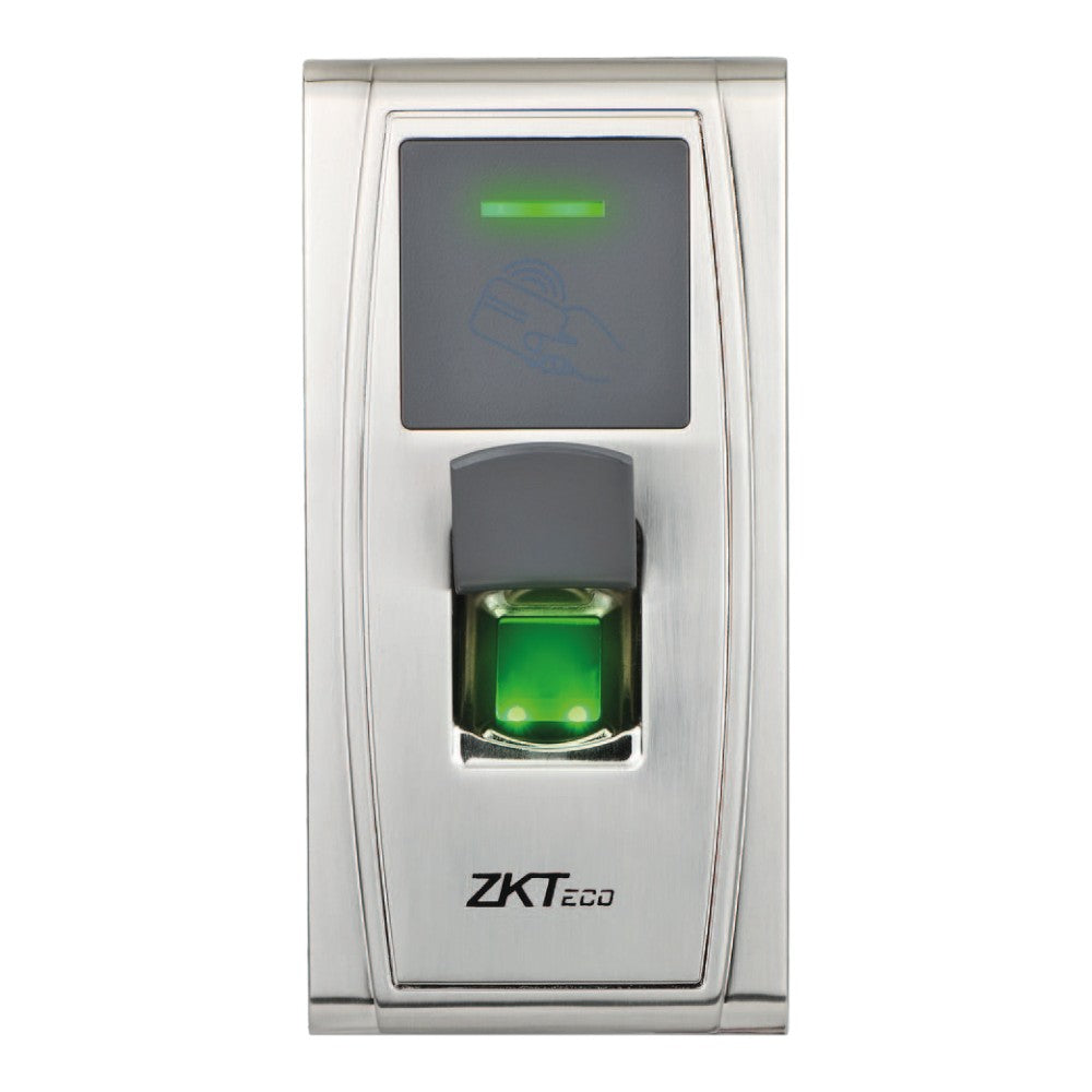 SILYMX ZKTECO MA300AC35 biometric fingerprint and RFID access control reader with brushed metal finish