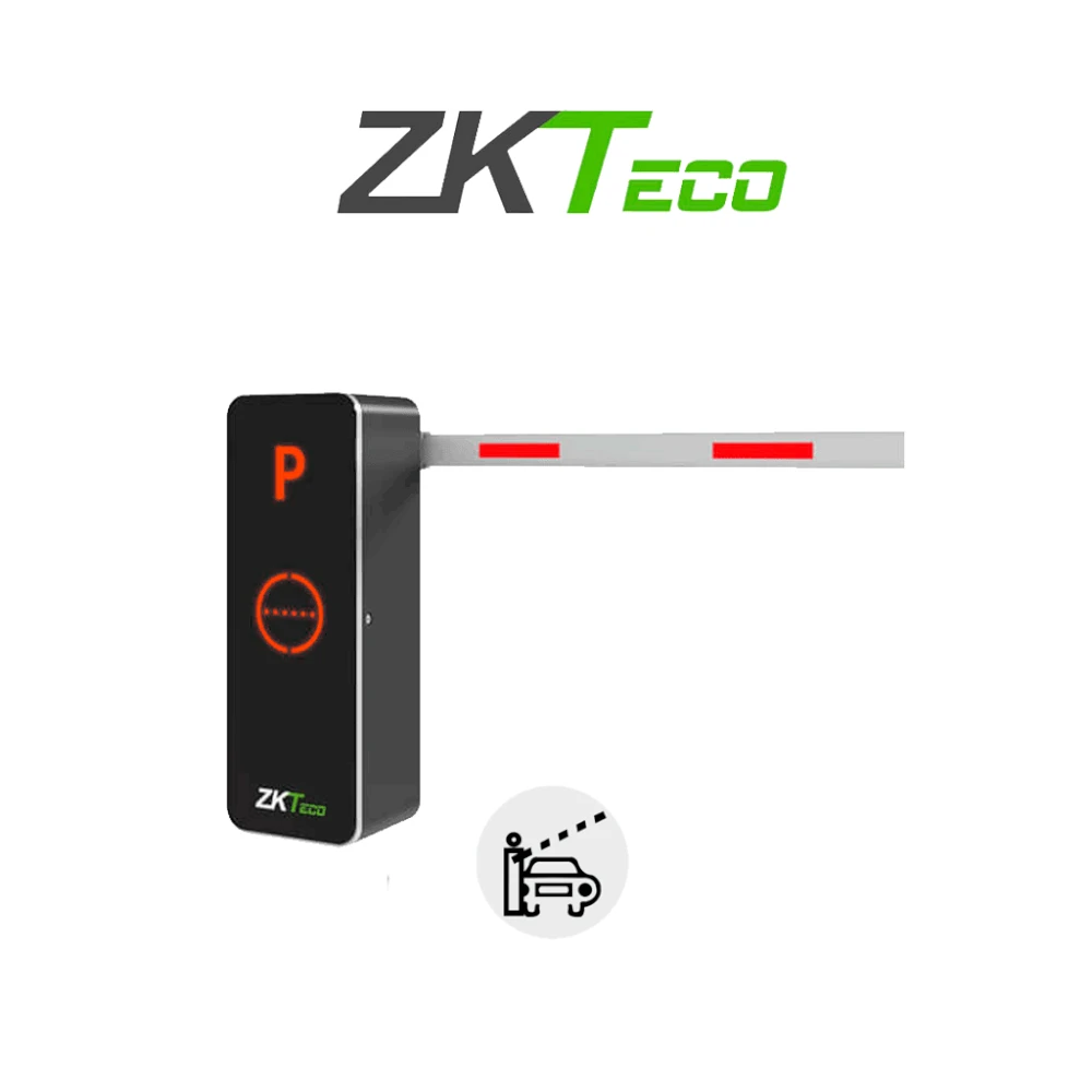 SILYMX ZKTECO BGM1030L vehicular barrier with 3m straight arm, LED indicator, and WiFi app control.