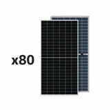 SILYMX Pallet of 80 ZNShine 510W flexible monocrystalline solar panels, black and blue, IP68 rated.