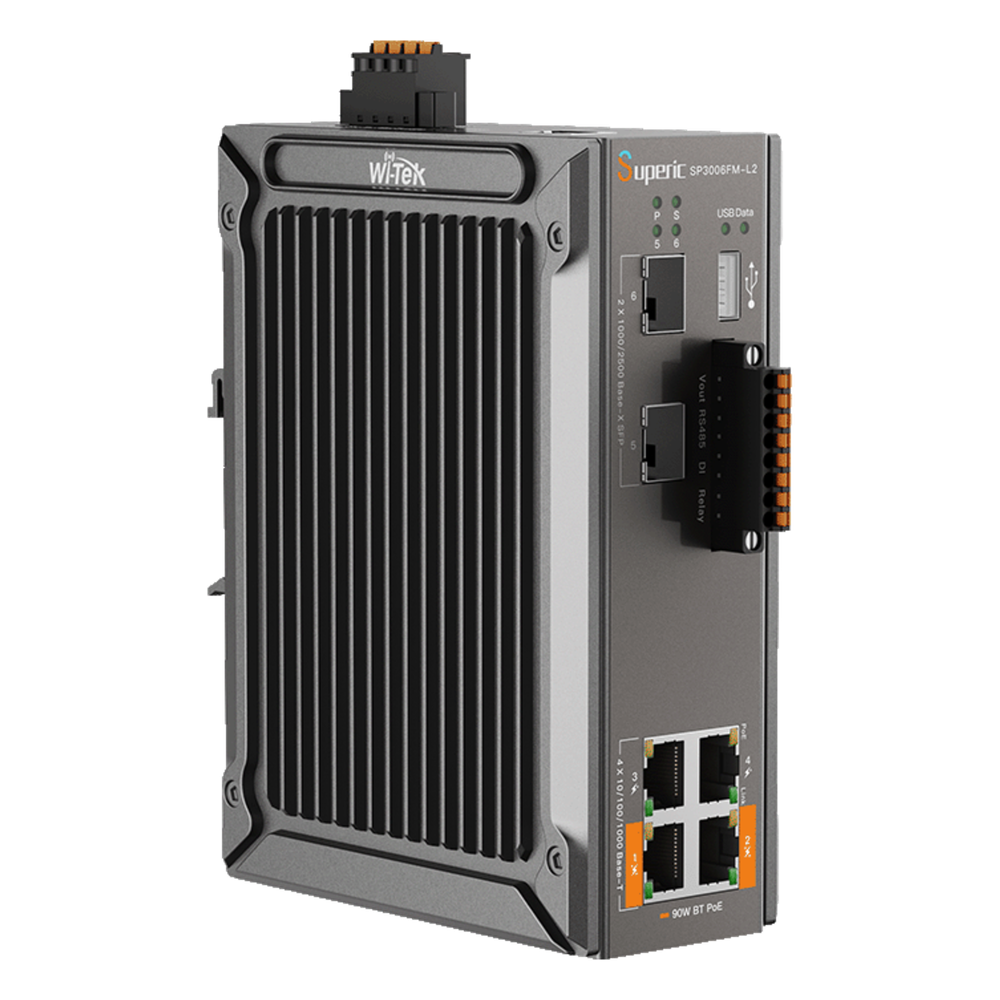 Switch Industrial Administrable / 4 Puertos PoE Gigabit / 2 SFP 2.5Gbps / PoE 120W / -40℃ a 75℃ (-40℉ a 167℉) / Sin Ventiladores WI-TEK - Imagen 3