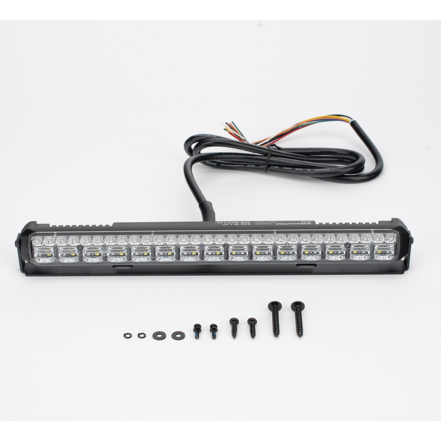 Luz Auxiliar de 45 LED, Top Rojo, Tricolor Rojo/Ambar/Blanco, 11.42", Lente Transparente, SAE SIGNALPRO - Imagen 4