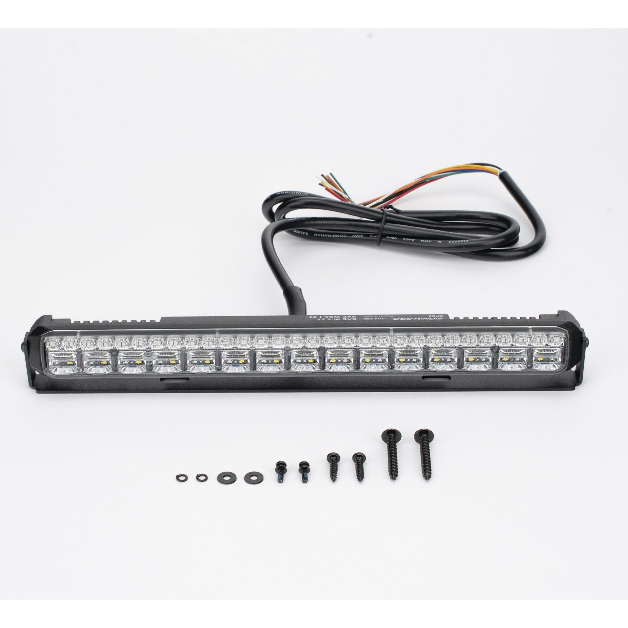 Luz Auxiliar de 45 LED, Top Rojo, Tricolor Rojo/Ambar/Blanco, 11.42", Lente Transparente, SAE SIGNALPRO - Imagen 4