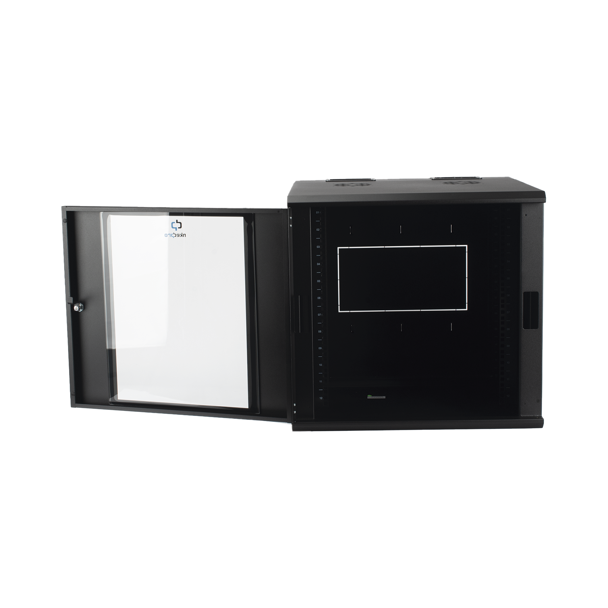 Gabinete Abatible Pared 12U Rack 19" Cristal Templado Marco Trasero LINKEDPRO SR-1912-GAP-V5 LINKEDPRO BY EPCOM - Imagen 4