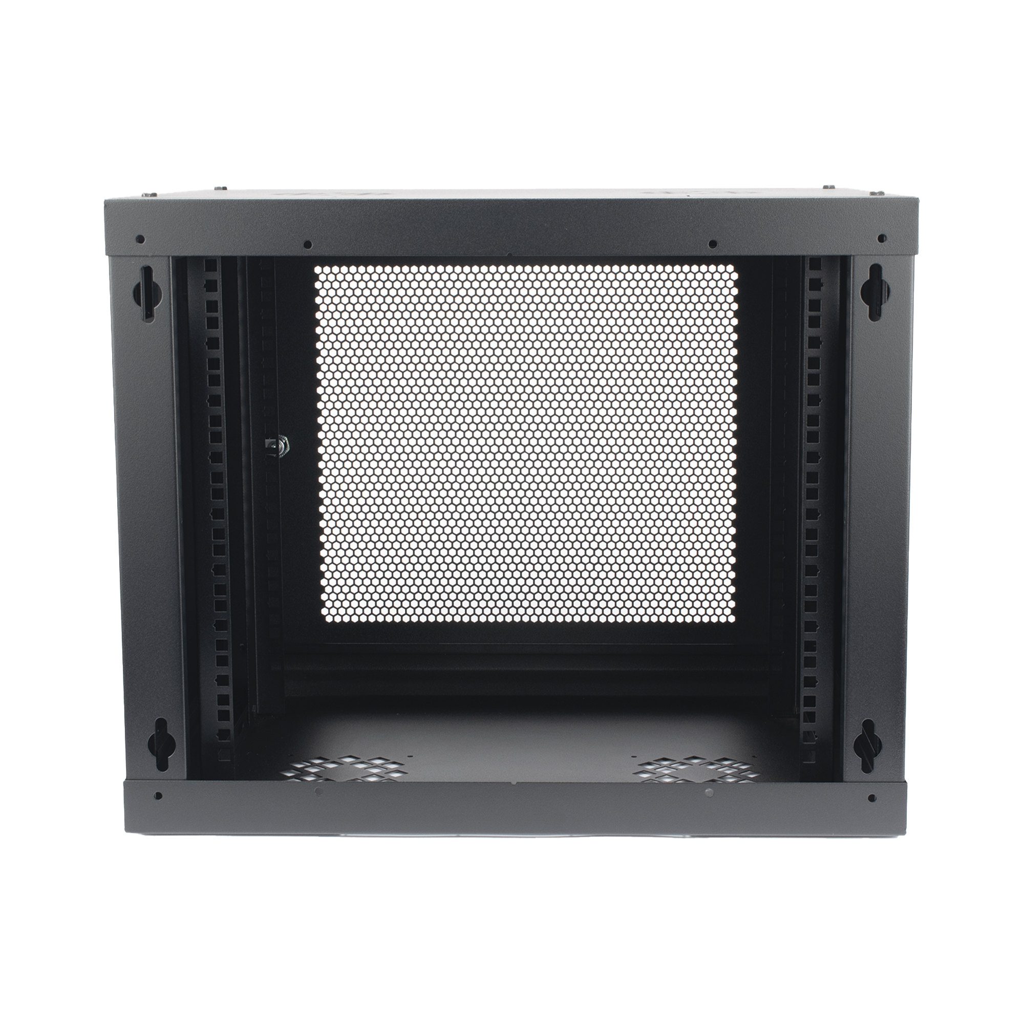 Gabinete de Pared de 9U con Puerta Perforada, 455 mm de Profundidad, Rack de 19'', Acero Reforzado Color Negro. LINKEDPRO - Imagen 3