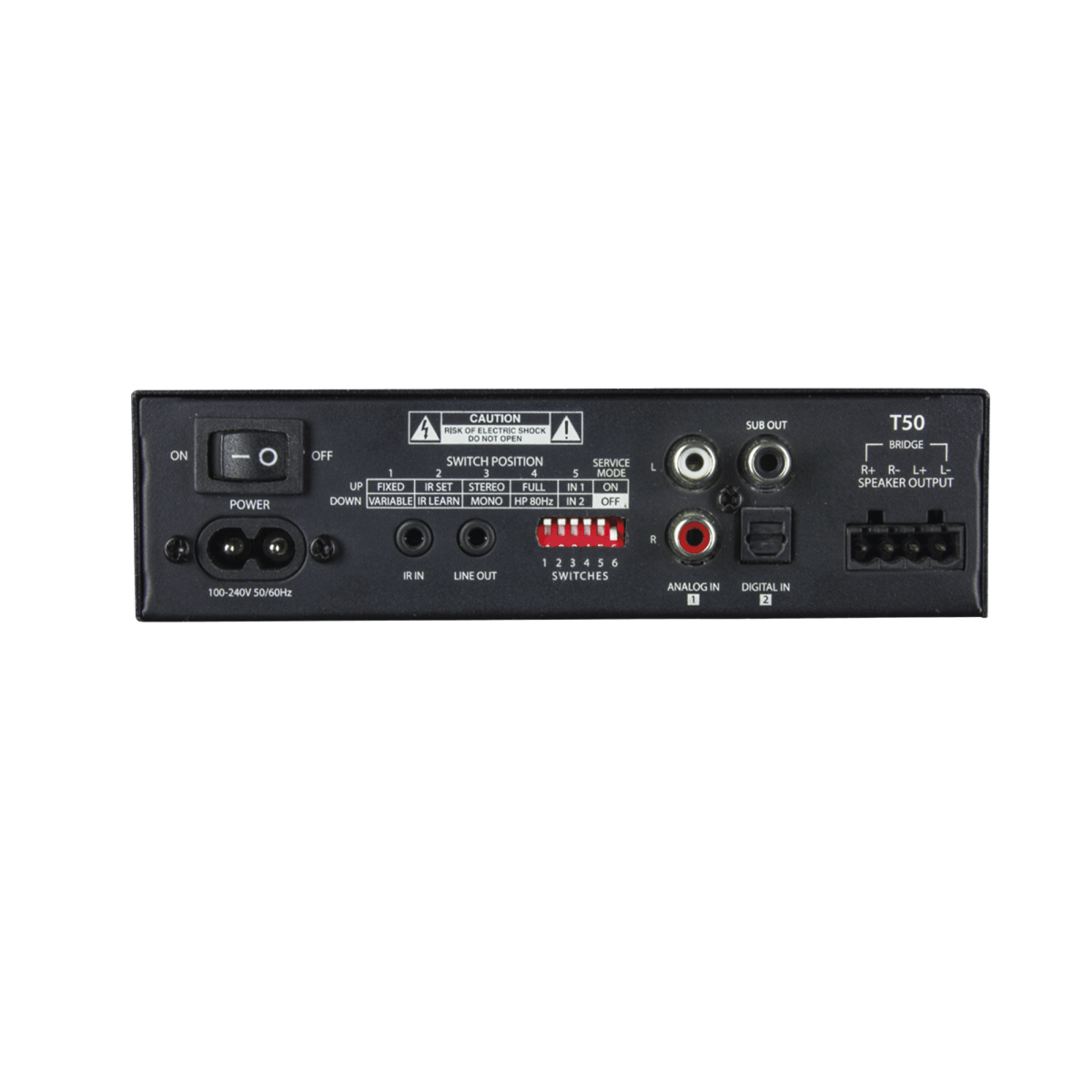 AmplificadoresTRUAUDIOT50Amplificador Clase D 2 Canales 50W Aprendizaje IR Salida Sub Estéreo Bridge TruAudio T50 - SILYMX