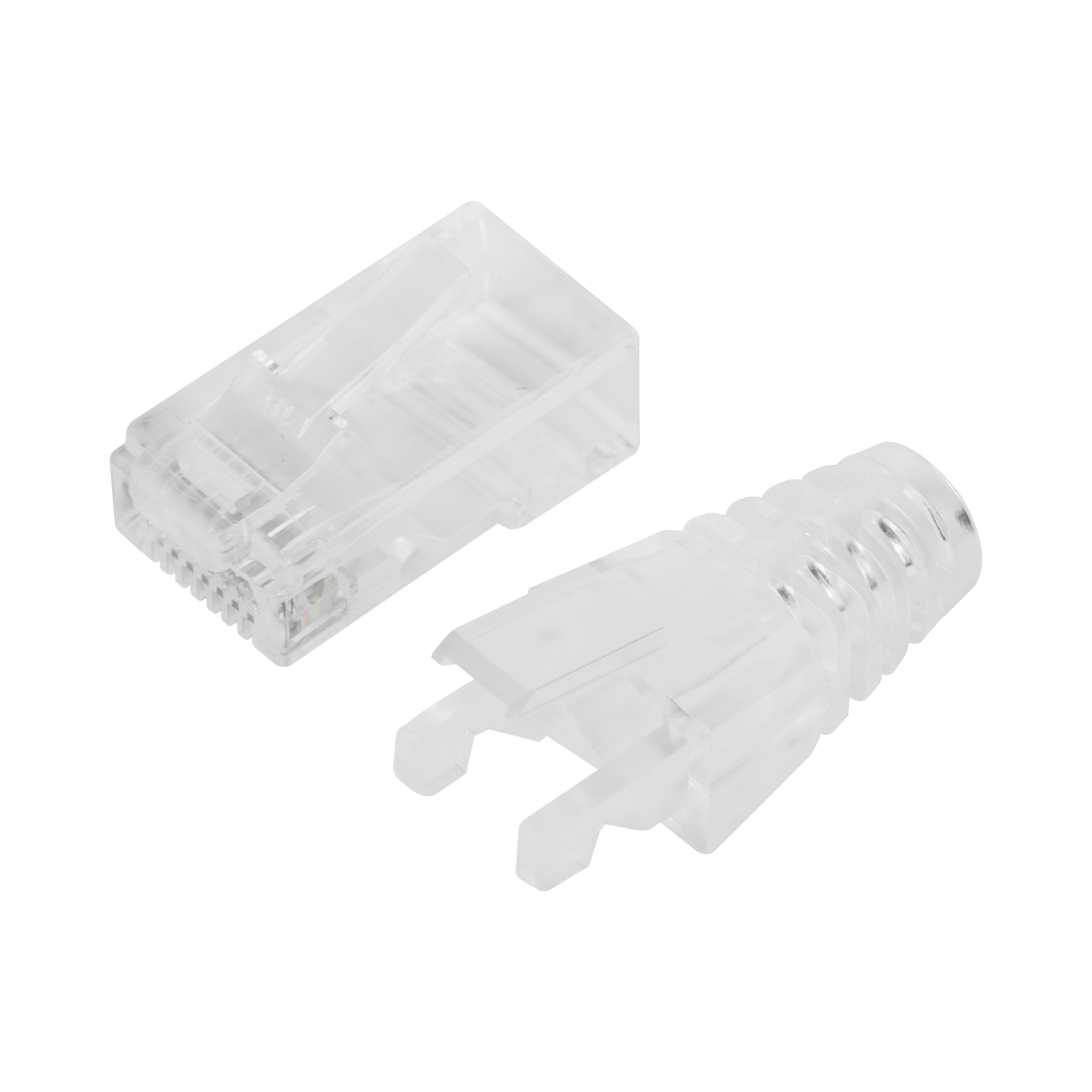 Bote con 50 Plugs Pass through RJ45 Cat6 sin blindaje, con alivio de tensión incluido, chapado de oro a 30 micras para durabilidad extrema LINKEDPRO BY EPCOM - Imagen 3