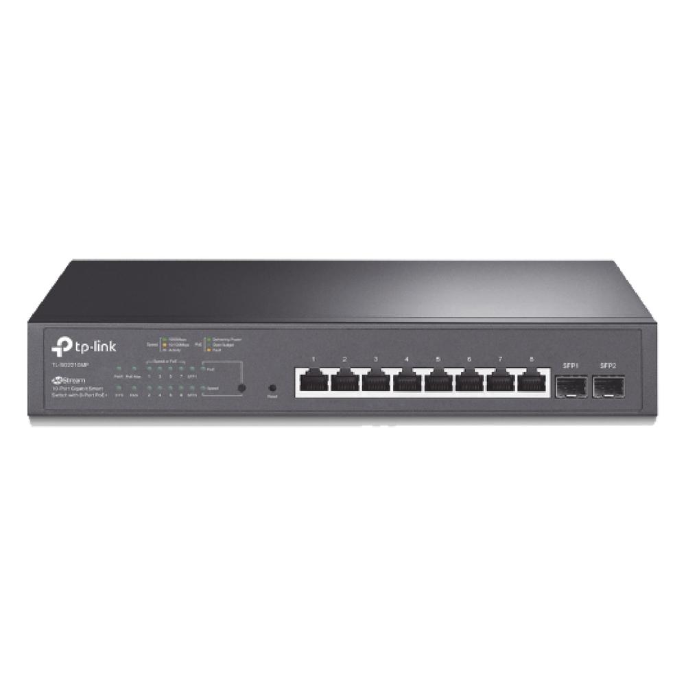 Switch PoE JetStream SDN Administrable 8 puertos 10/100/1000 Mbps + 2 puertos SFP, 8 puertos PoE, 150W, administración centralizada OMADA SDN TP-LINK - Imagen 1