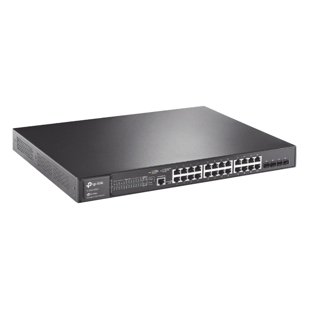 Switch PoE+ JetStream SDN Administrable 28 puertos 10/100/1000 Mbps + 4 puertos SFP, 24 puertos PoE, 384W, administración centralizada OMADA SDN TP-LINK - Imagen 1