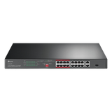 Switch PoE+ no Administrable 16 puertos 10/100 Mbps + 2 puertos 10/100/1000 Mbps + 1 puerto SFP, 8 puertos Extensor PoE (hasta 250 m), 150W, diseño para Vigilancia IP TP-LINK - Imagen 1