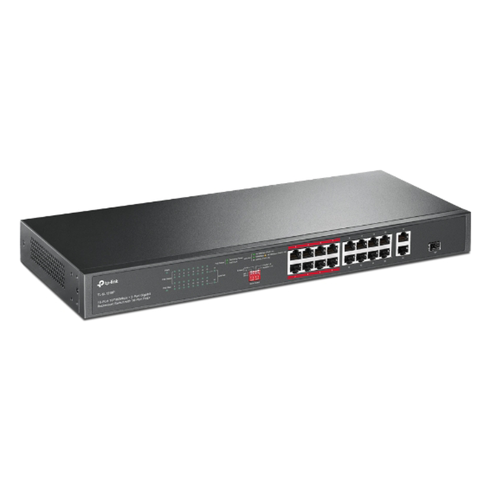 Switch PoE+ no Administrable 16 puertos 10/100 Mbps + 2 puertos 10/100/1000 Mbps + 1 puerto SFP, 8 puertos Extensor PoE (hasta 250 m), 150W, diseño para Vigilancia IP TP-LINK - Imagen 2