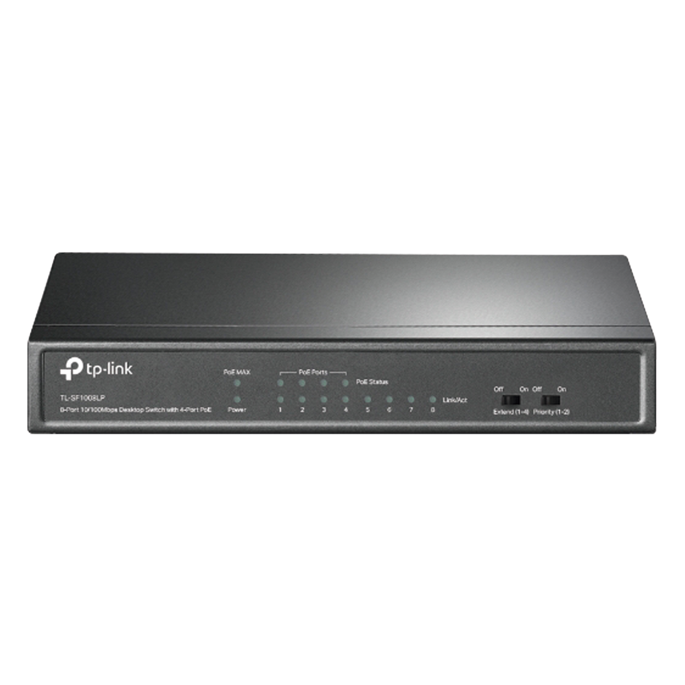 Switch PoE no Administrable de escritorio 8 puertos 10/100 Mbps, 4 puertos PoE, 41 W, modo extensor PoE hasta 250 metros. TP-LINK - Imagen 2