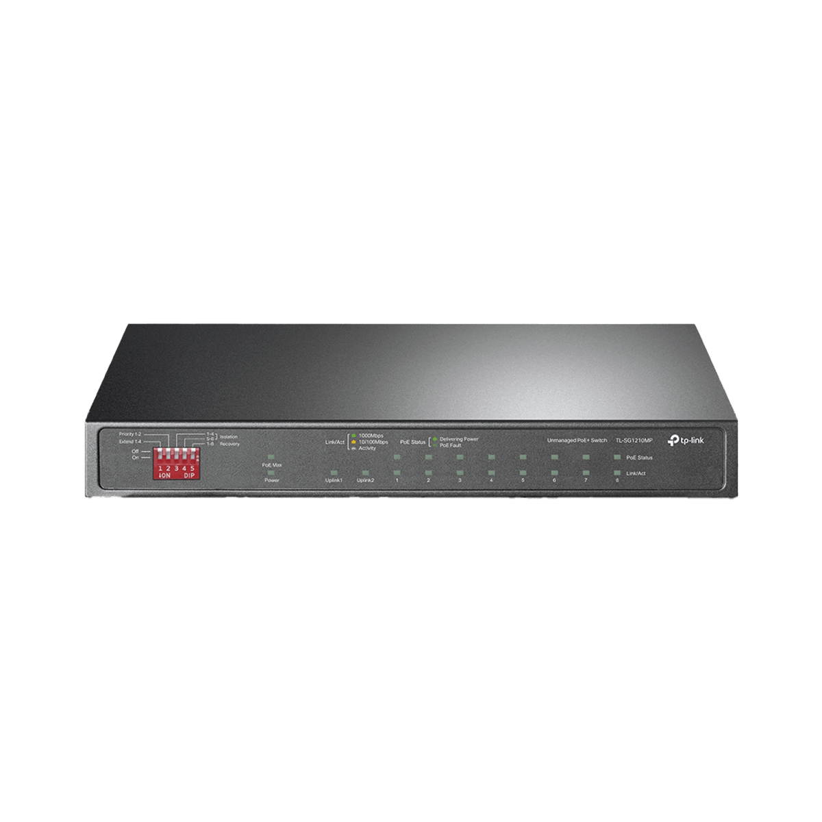 Switches PoETP - LINKTLSG1210MPSwitch No Administrable 10 Puertos Gigabit PoE+ 123W Extend 250m TP - LINK TL - SG1210MP - SILYMX