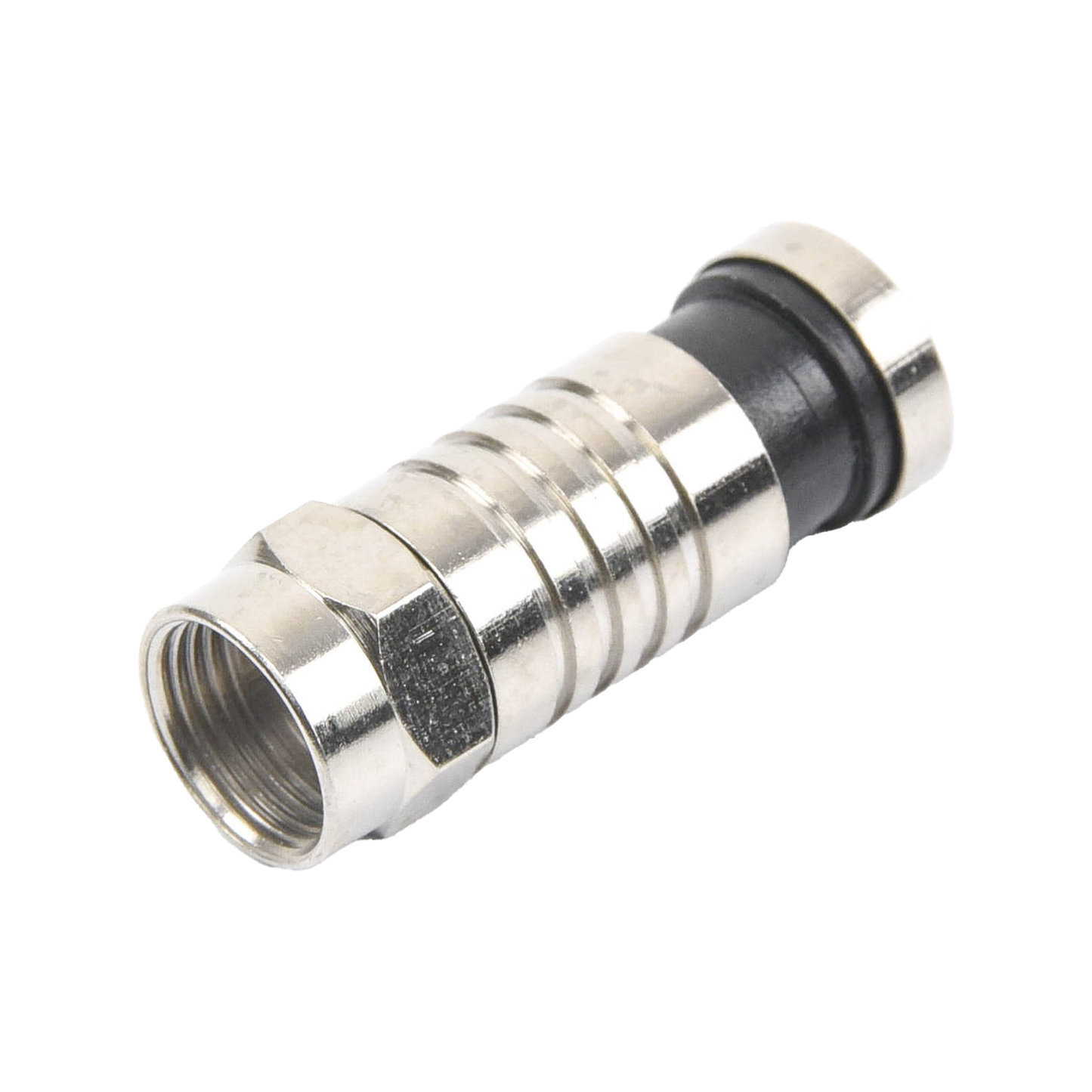 Conector F Macho de Compresión para cable RG-6, Cuerpo de Bronce Niquelado. EPCOM TITANIUM - Imagen 1