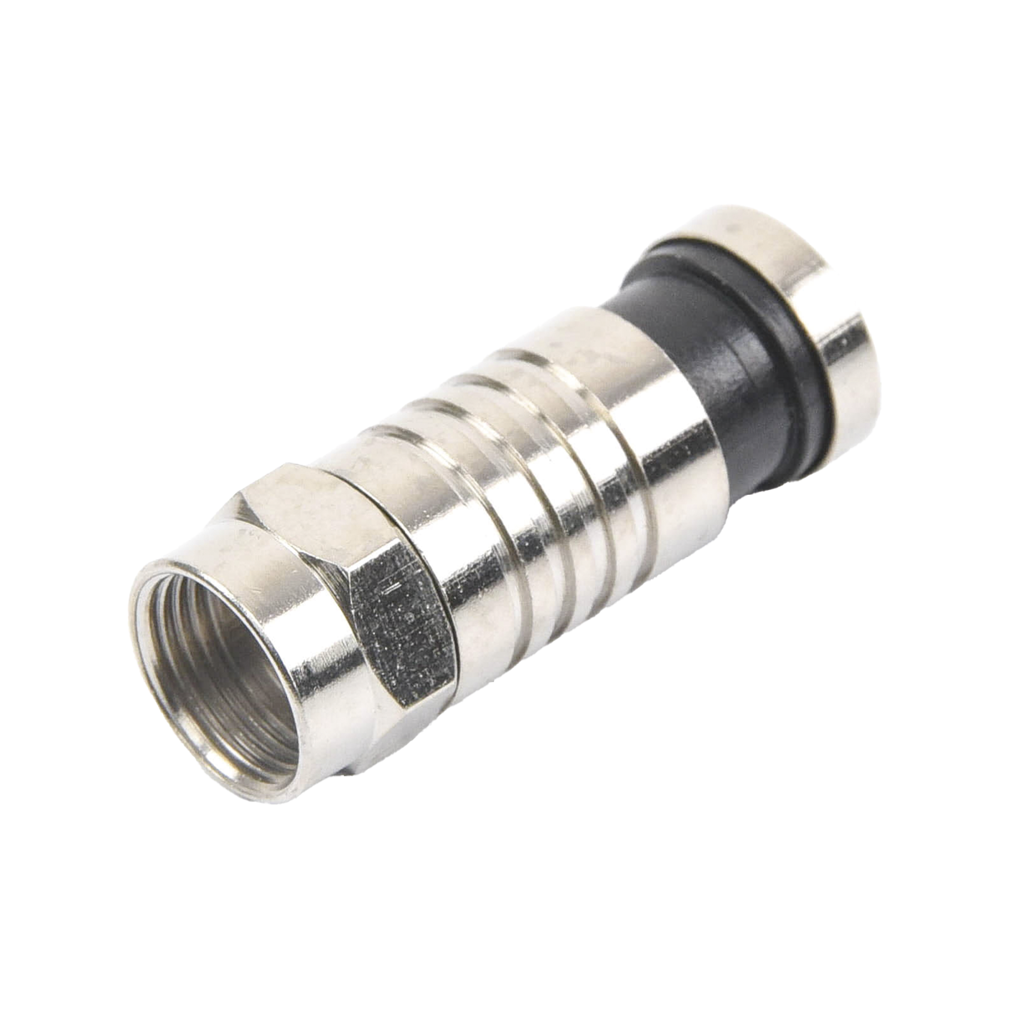 Conector F Macho de Compresión para cable RG-6, Cuerpo de Bronce Niquelado. EPCOM TITANIUM - Imagen 1