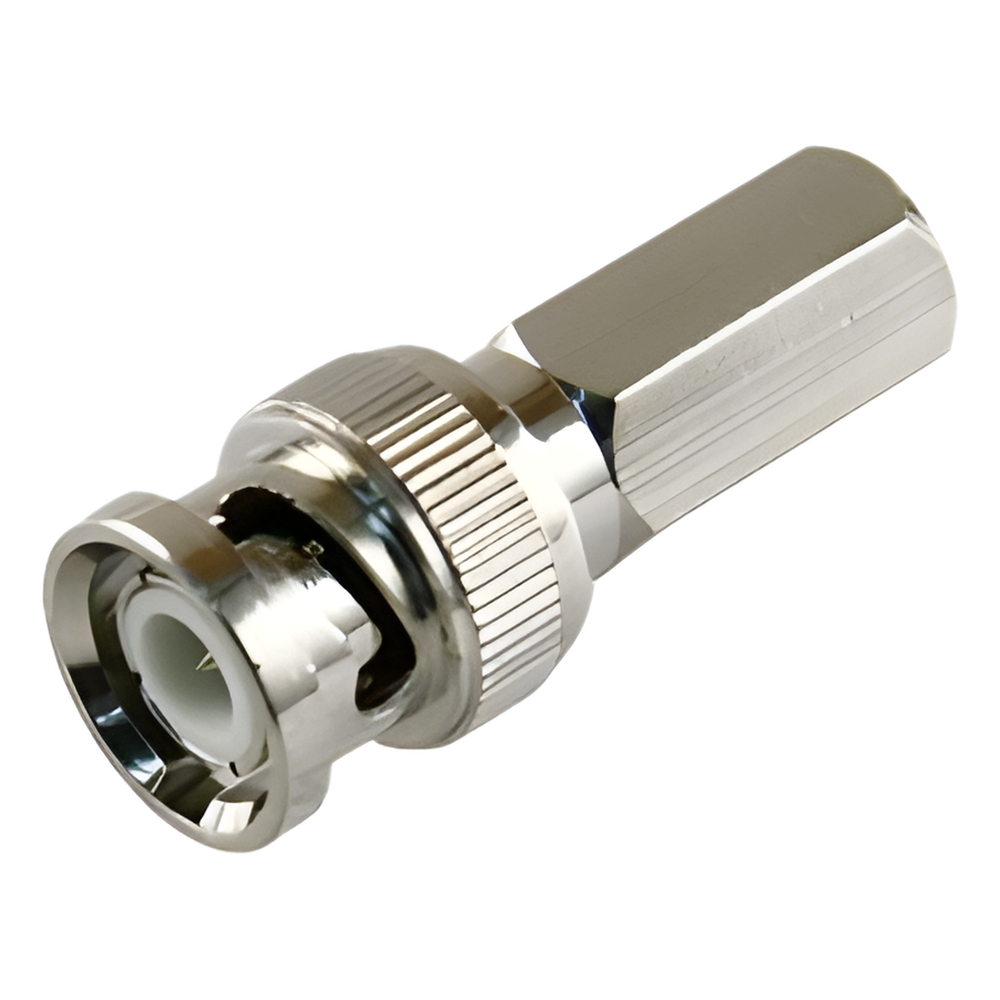 Conector BNC Macho de Ensamble Roscable (Hex.) en Sentido de las Manecillas de Reloj para Cable Coaxial RG-59/U, Níquel/ Oro/ Delrin. EPCOM TITANIUM - Imagen 1