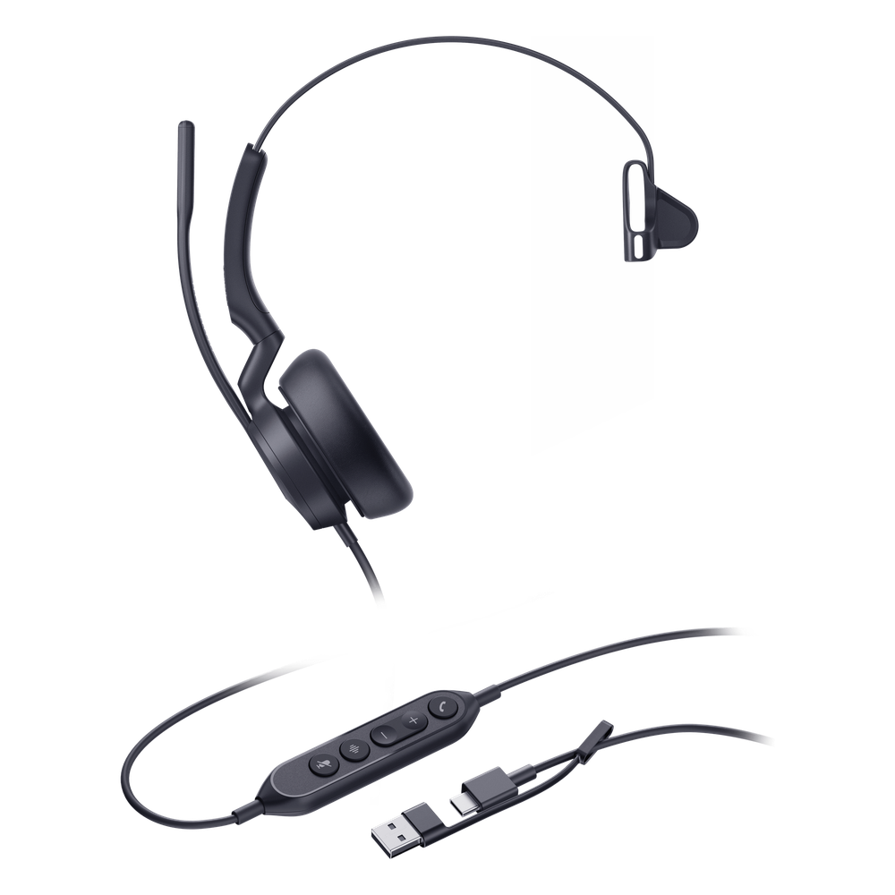 Diadema Alámbrica Yealink UH46 Mono Teams – Cancelación de Ruido IA / USB-C + USB-A / Audio HD Profesional UH46-MONO-TEAMS-USB-C/A - Imagen 1