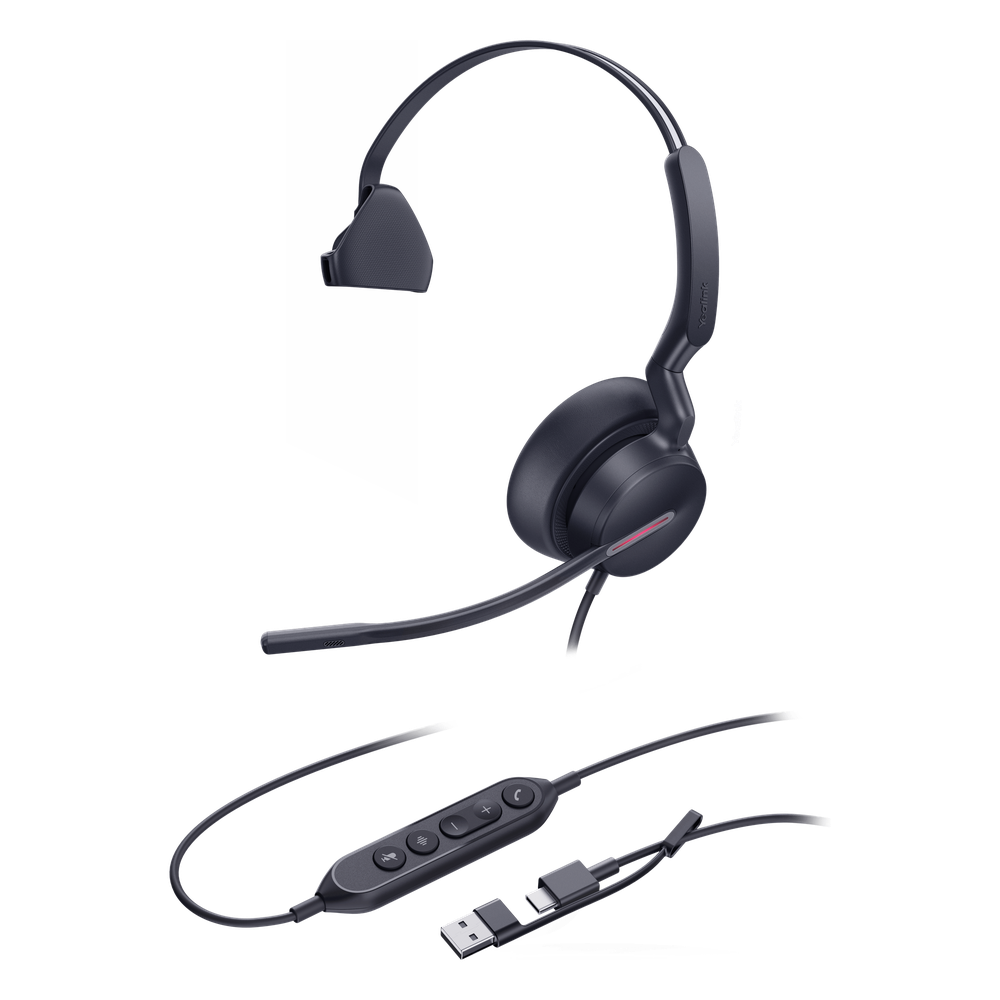 Diadema Alámbrica Yealink UH46 Mono Teams – Cancelación de Ruido IA / USB-C + USB-A / Audio HD Profesional UH46-MONO-TEAMS-USB-C/A - Imagen 2