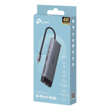 HUB USB-C 9 en 1 / HDMI 4K@60Hz / Ethernet Gigabit / 100W PD / 140.2x43x14.3 mm (0.46x0.14x0.047 ft) TP-LINK - Imagen 4