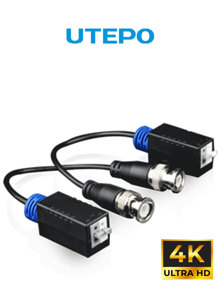 Par de Video Baluns Pasivos 4K 8MP 160m (525ft) CVI 2 Terminales Push UTEPO UTP101P-HD - Imagen 1