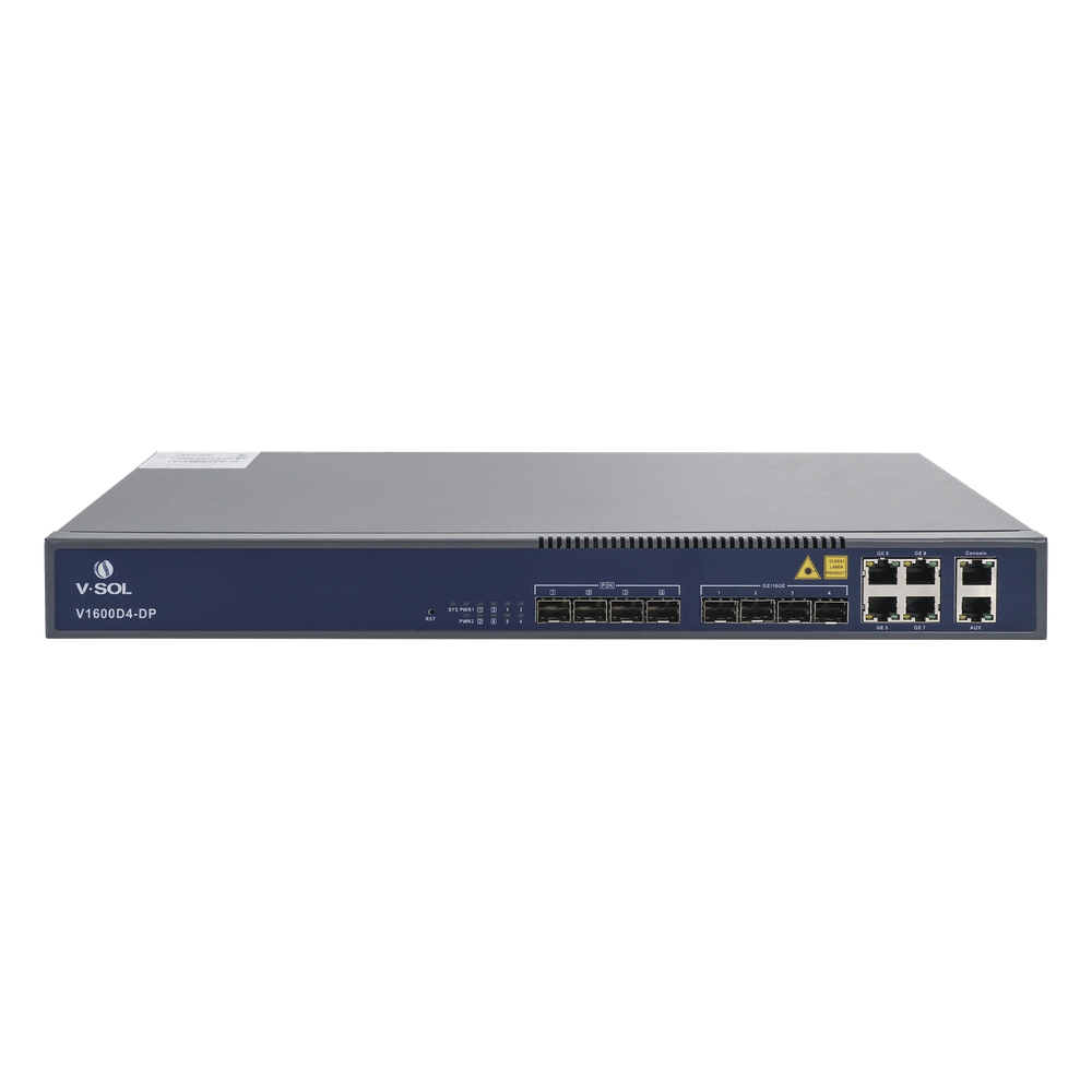 OLT de 4 puertos EPON con 8 puertos Uplink (4 puertos Gigabit Ethernet + 4 puertos Gigabit Ethernet SFP) hasta 256 ONUS V-SOL - Imagen 1