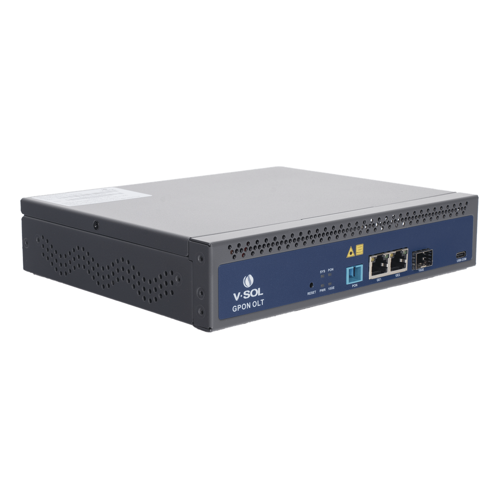 OLT de 1 puerto GPON SC/UPC + 3 puertos Uplink (2 puertos Gigabit Ethernet + 1 puerto SFP/SFP+), Fuente de alimentación redundante AC/DC , hasta 128 ONUS V-SOL - Imagen 2