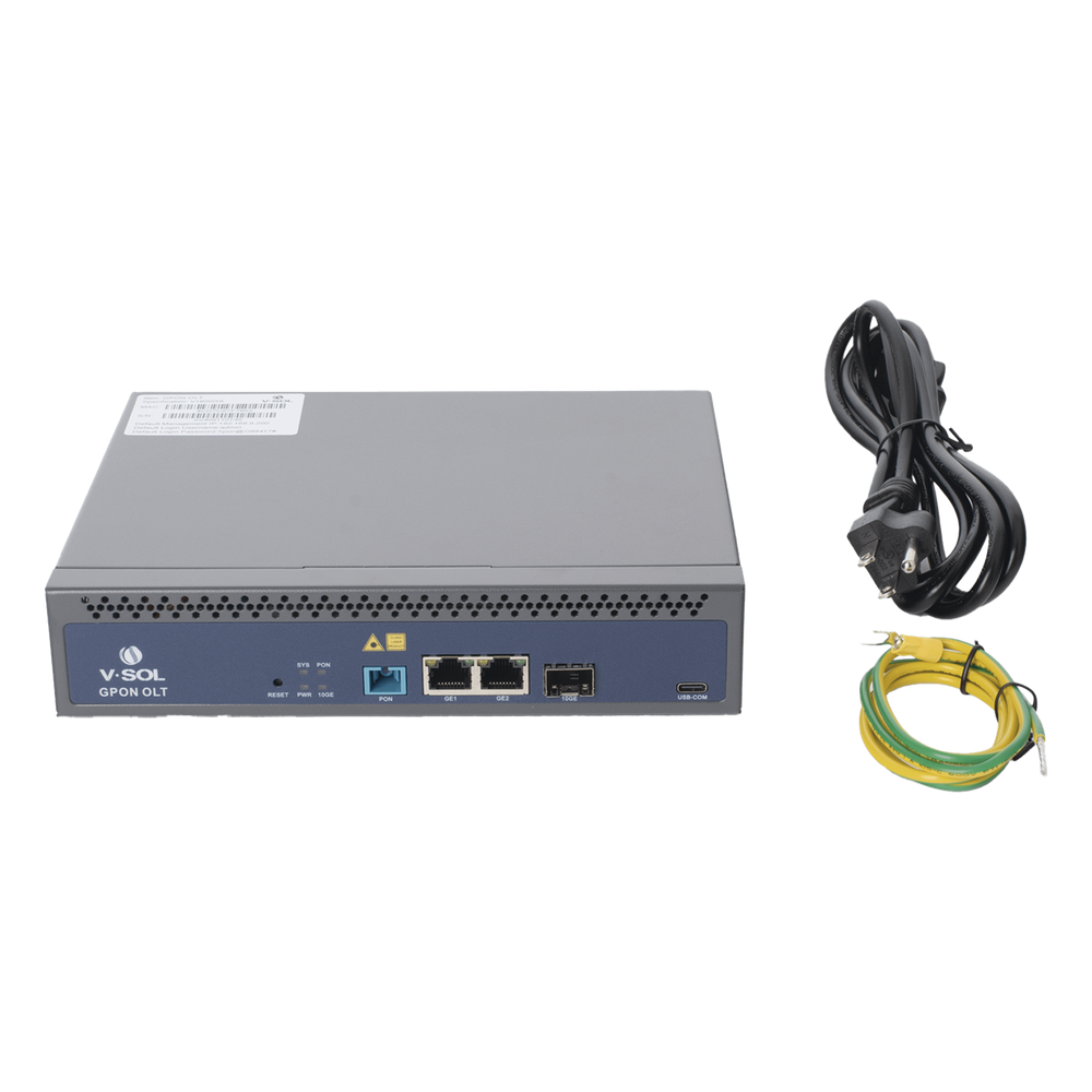OLT de 1 puerto GPON SC/UPC + 3 puertos Uplink (2 puertos Gigabit Ethernet + 1 puerto SFP/SFP+), Fuente de alimentación redundante AC/DC , hasta 128 ONUS V-SOL - Imagen 3