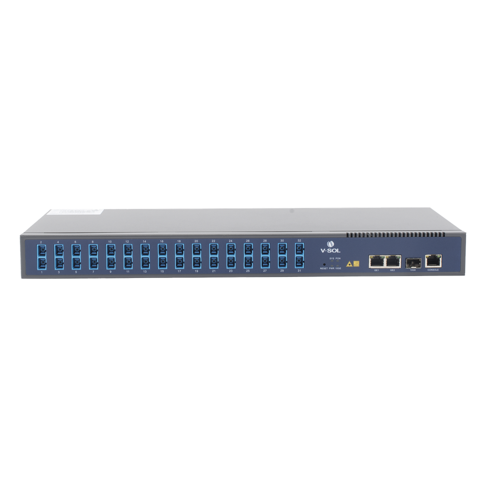 OLT de 1 GPON puerto con Splitter de 1 a 32 SC/UPC Incluido + 3 puertos Uplink (2 puertos Gigabit Ethernet + 1 puerto SFP/SFP+) hasta 128 ONUS V-SOL V1600GS-O32 - Imagen 2