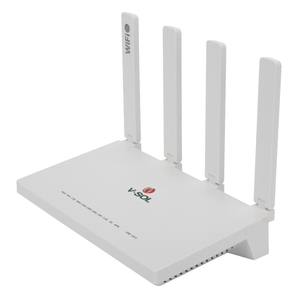 ONU GPON/EPON con Wi-Fi 6 AX1500 / 1 Puerto CATV / 4 Puertos Gigabit / Puerto PON SC/APC V-SOL - Imagen 1