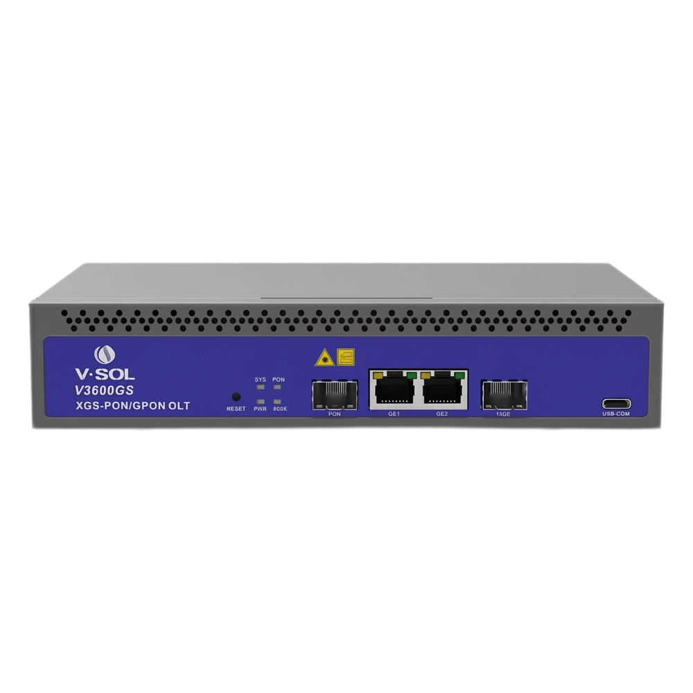 OLT de 1 puerto Combo GPON/XG(S)PON con 3 puertos Uplink (2 puertos Gigabit Ethernet + 1 puerto SFP/SFP+), hasta 128 ONU/ONT V-SOL - Imagen 1