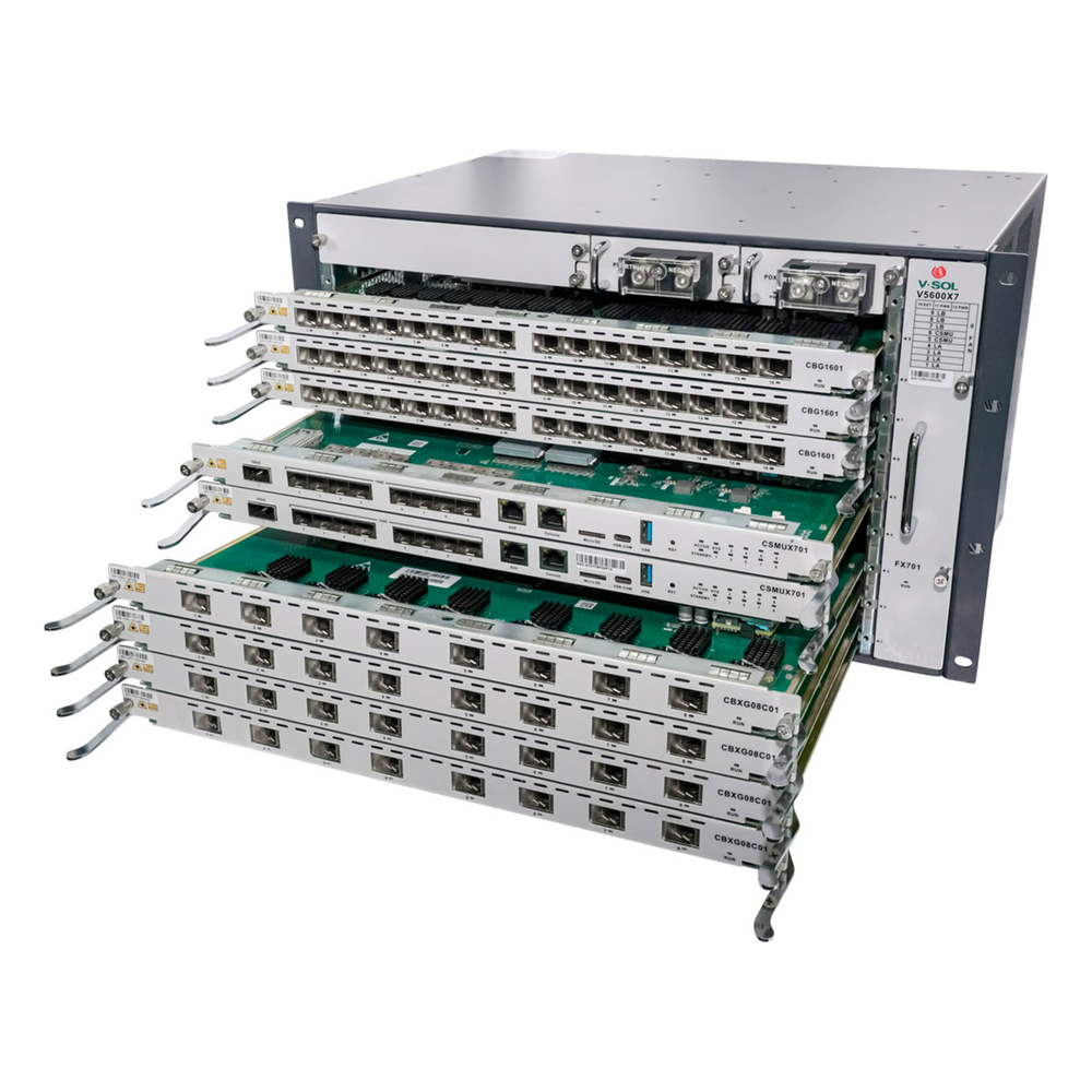 OLT Modular tipo Chasis GPON/XGS-PON Combo, 7 Ranuras de Servicio, Incluye 1 Tarjeta de Servicio de 16 puertos GPON V-SOL - Imagen 3