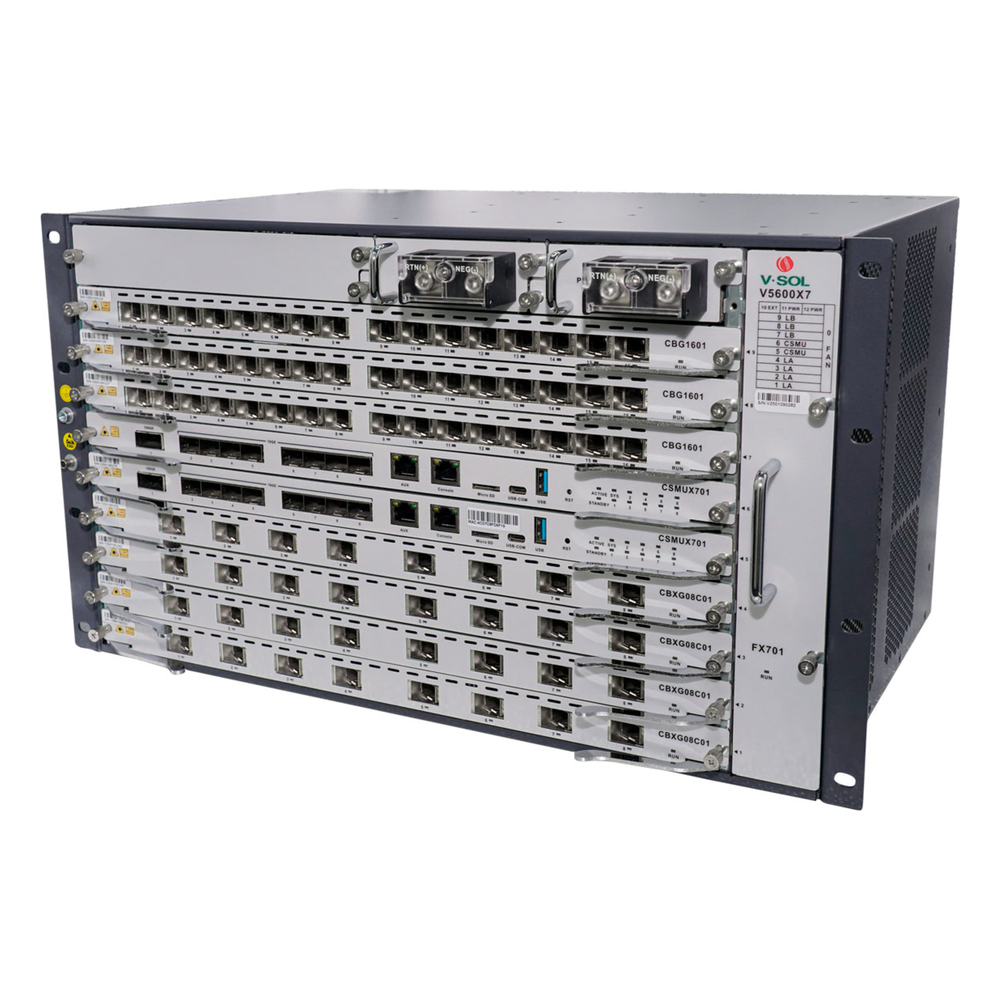 OLT Modular tipo Chasis GPON/XGS-PON Combo, 7 Ranuras de Servicio, Incluye 1 Tarjeta de Servicio de 16 puertos GPON V-SOL - Imagen 4