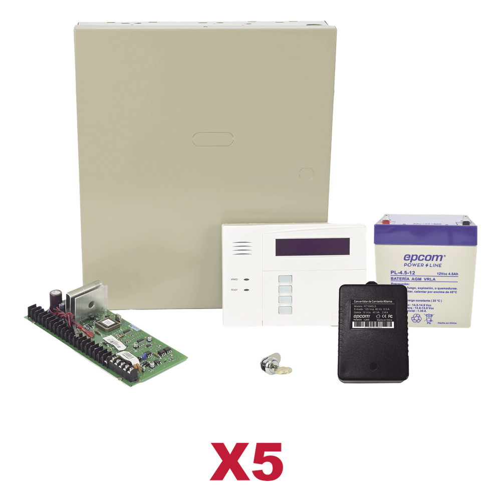 Kit 5 Paneles de Alarma Hibridos 8 Zonas Ampliables a 48 Teclado 6160RF Inalambrico 3 Particiones Honeywell Home Resideo VISTA48KIT5/6160RF - Imagen 1