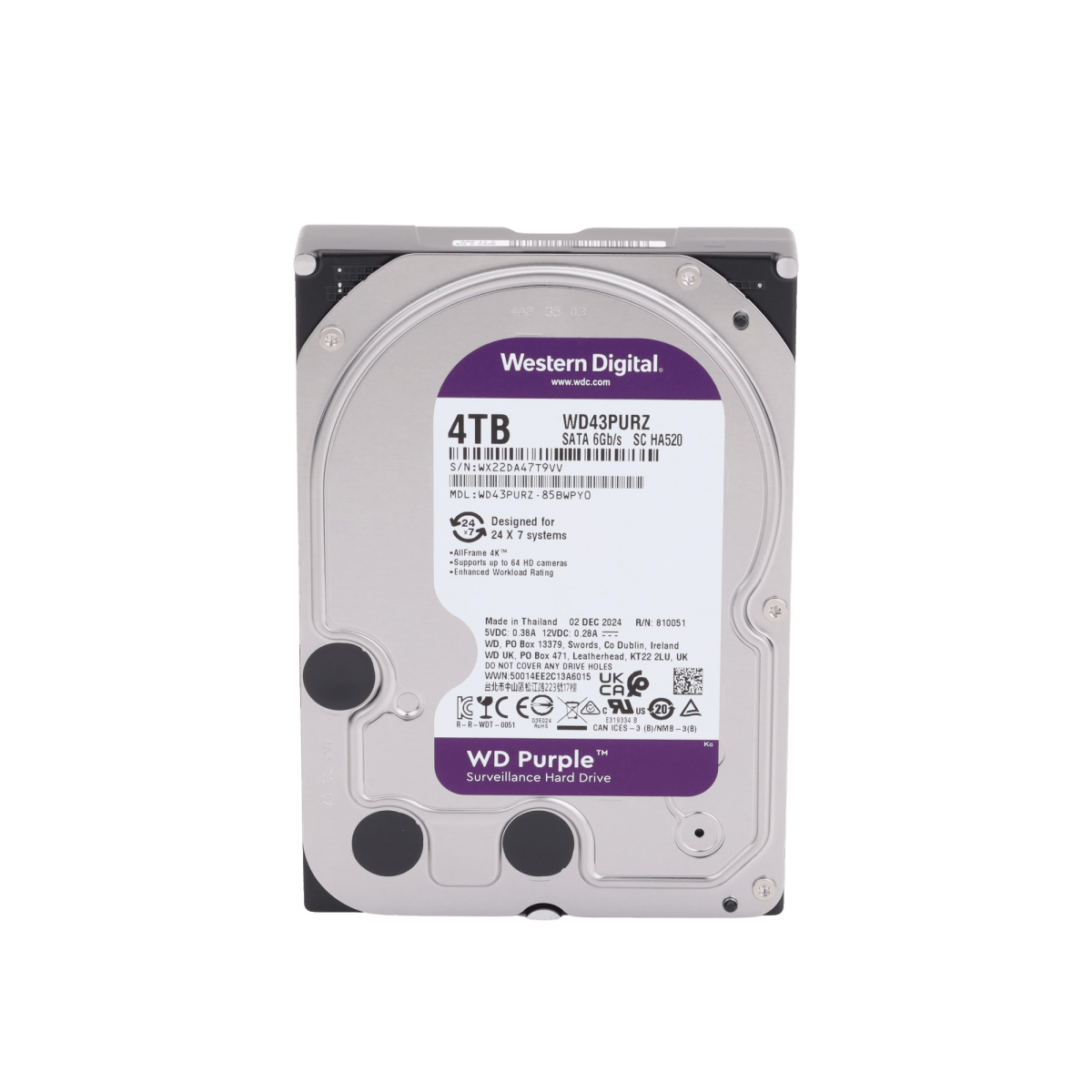 Discos DurosWestern Digital (WD)WD43PURZDisco Duro WD Purple 4TB SATA III Videovigilancia 24/7 3 Años Garantía Western Digital WD43PURZ - SILYMX