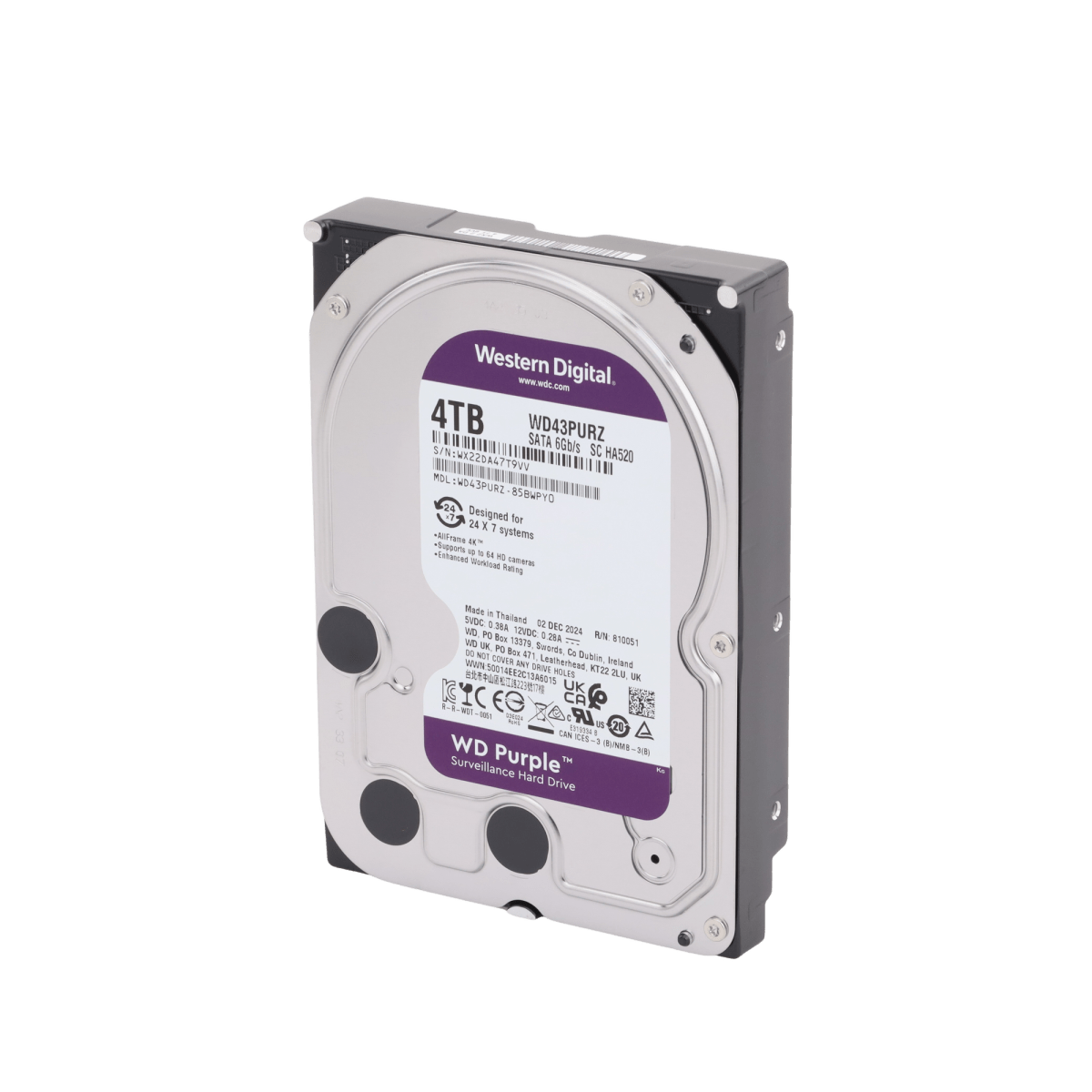 Discos DurosWestern Digital (WD)WD43PURZDisco Duro WD Purple 4TB SATA III Videovigilancia 24/7 3 Años Garantía Western Digital WD43PURZ - SILYMX