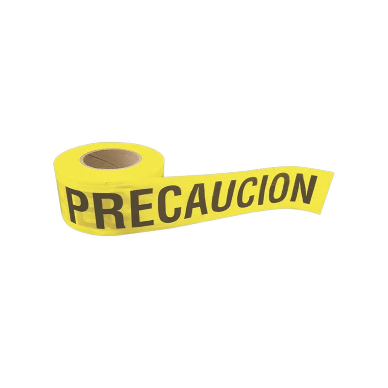 Cinta para barricada "PRECAUCION" de 100 m y ancho de 3 in SYS-137297