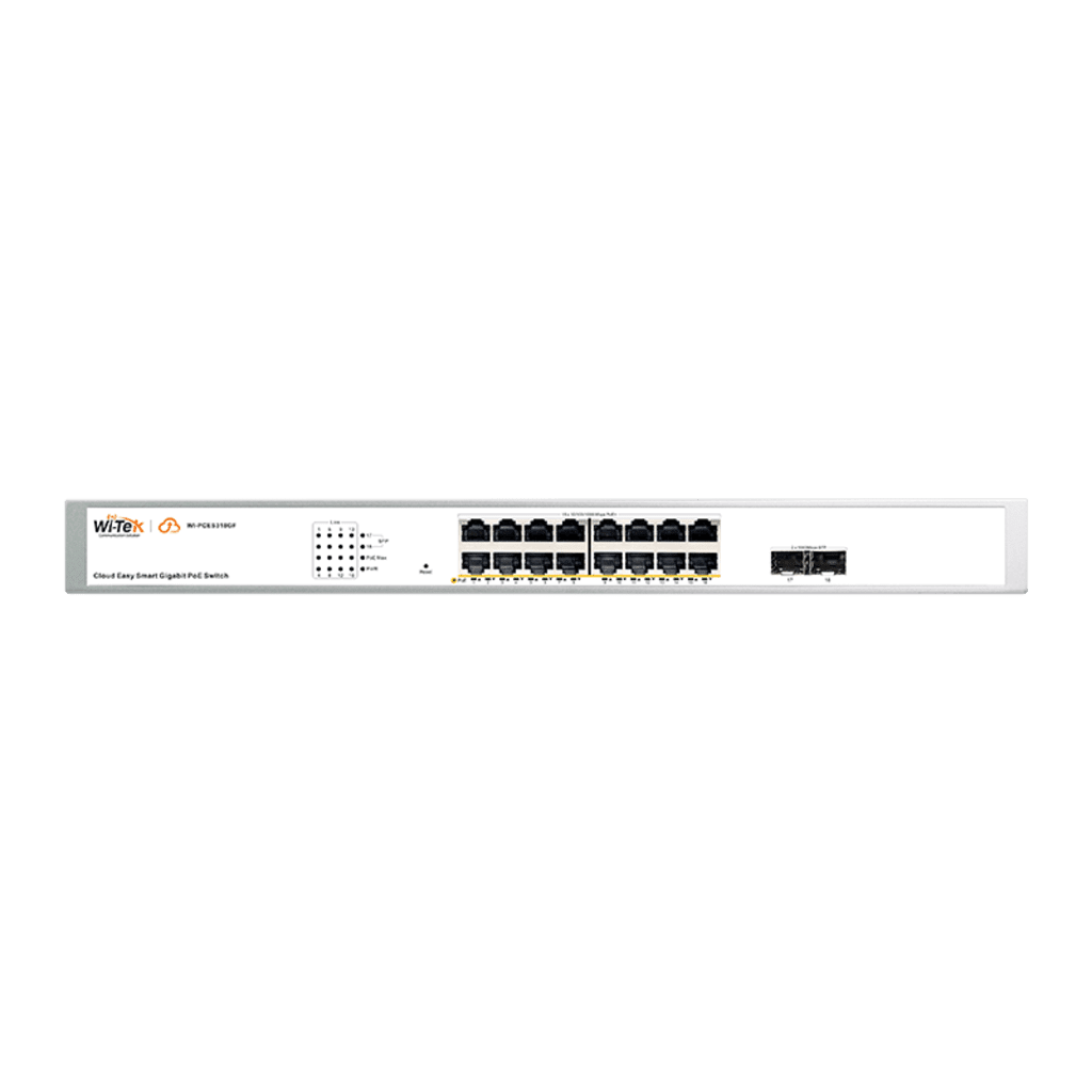 Switches PoEWI - TEKWI-PCES318GFSwitch Administrable 16 Puertos Gigabit PoE+ 240W 2 SFP Cloud WI - TEK WI - PCES318GF - SILYMX