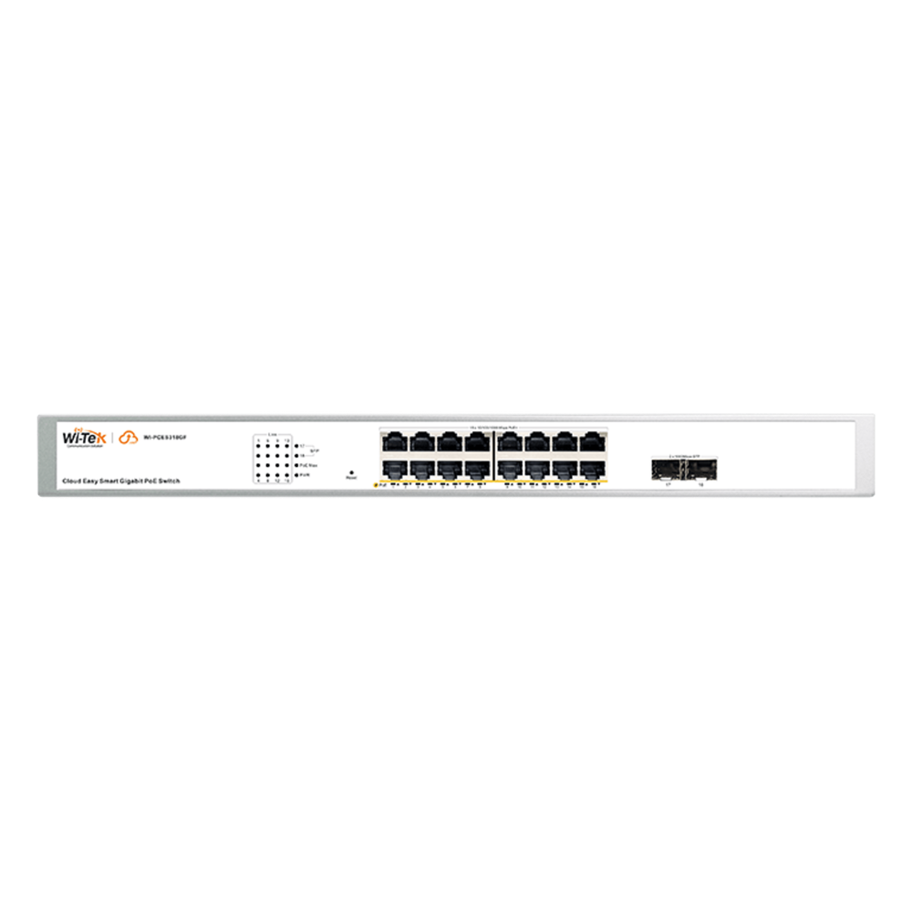 Switch Administrable 16 Puertos Gigabit PoE+ 240W 2 SFP Cloud WI-TEK WI-PCES318GF - Imagen 2