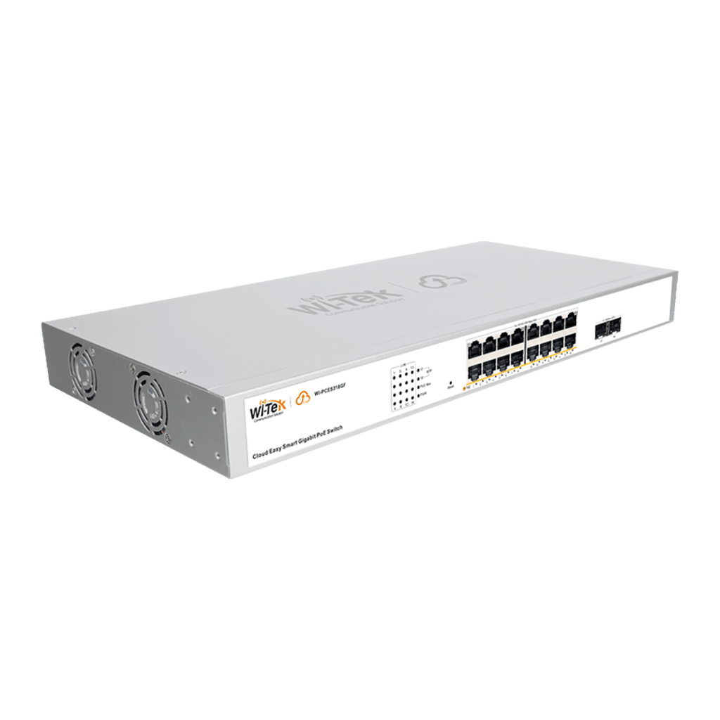 Switches PoEWI - TEKWI-PCES318GFSwitch Administrable 16 Puertos Gigabit PoE+ 240W 2 SFP Cloud WI - TEK WI - PCES318GF - SILYMX