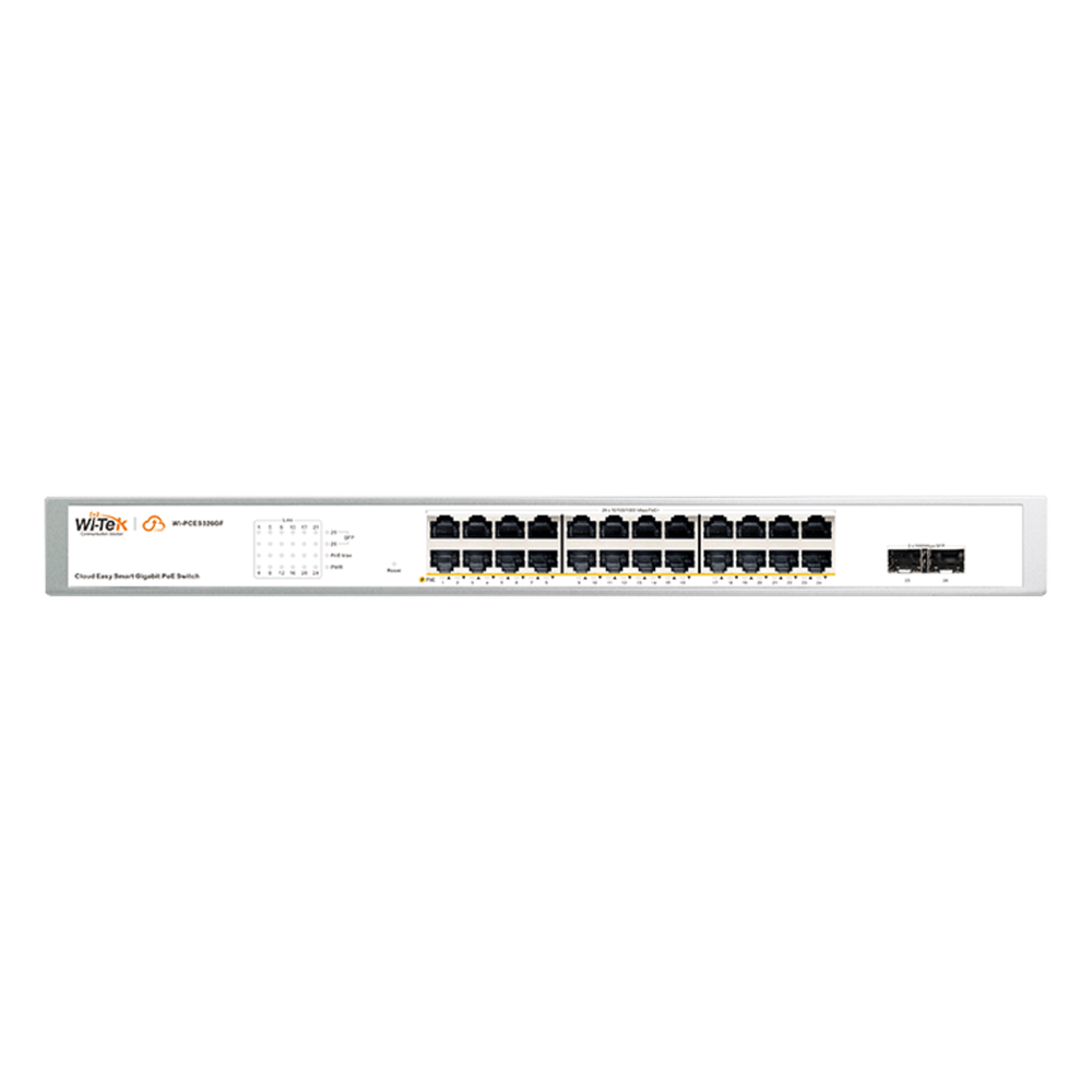 Switch Administrable 24 Puertos Gigabit PoE+ 370W 2 SFP Cloud WI-TEK WI-PCES326GF - Imagen 2