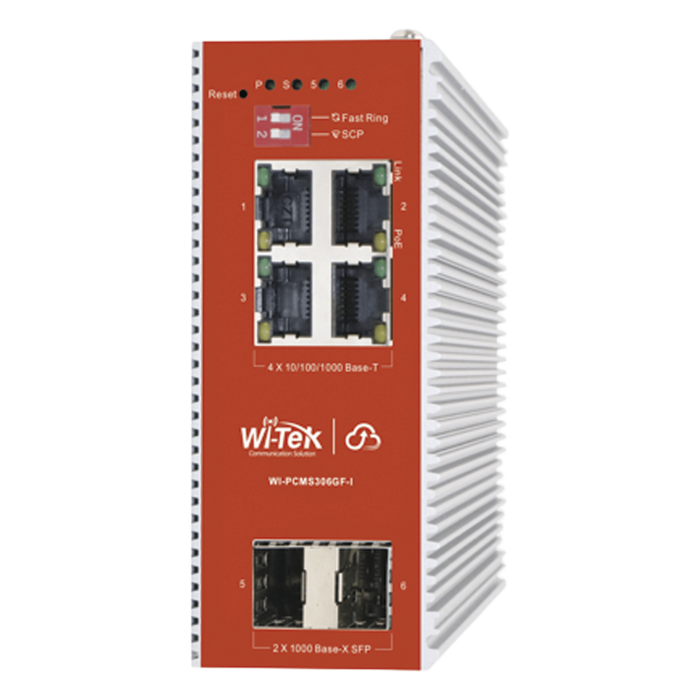 Switch Industrial PoE 4 Puertos Gigabit 120W 2 SFP ERSP Cloud WI-TEK WI-PCMS306GF-I - Imagen 1