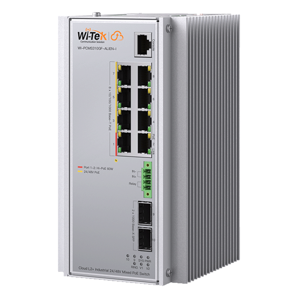 Switch Industrial Administrable 8 Puertos Gigabit PoE++ 240W 2 SFP WI-TEK WI-PCMS310GF-ALIEN-I - Imagen 1
