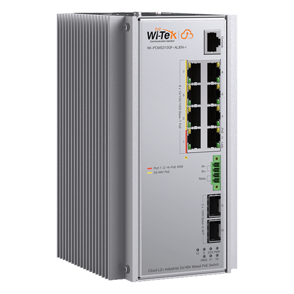 Switch Industrial Administrable 8 Puertos Gigabit PoE++ 240W 2 SFP WI-TEK WI-PCMS310GF-ALIEN-I - Imagen 3