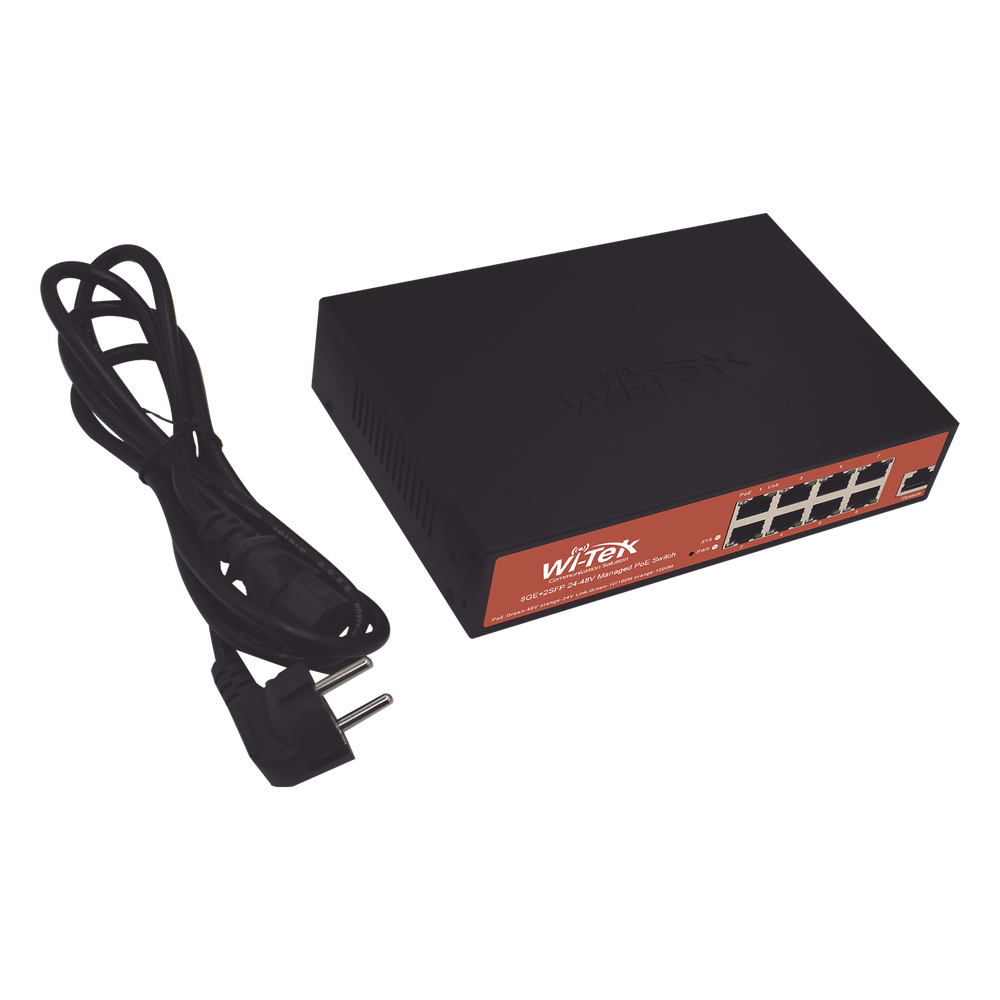 Switch Administrable de 8 puertos Gigabit Ethernet con PoE 802.3 af/at y 24V Pasivo + 2 SFP Gigabit, 150 W WI-TEK - Imagen 4