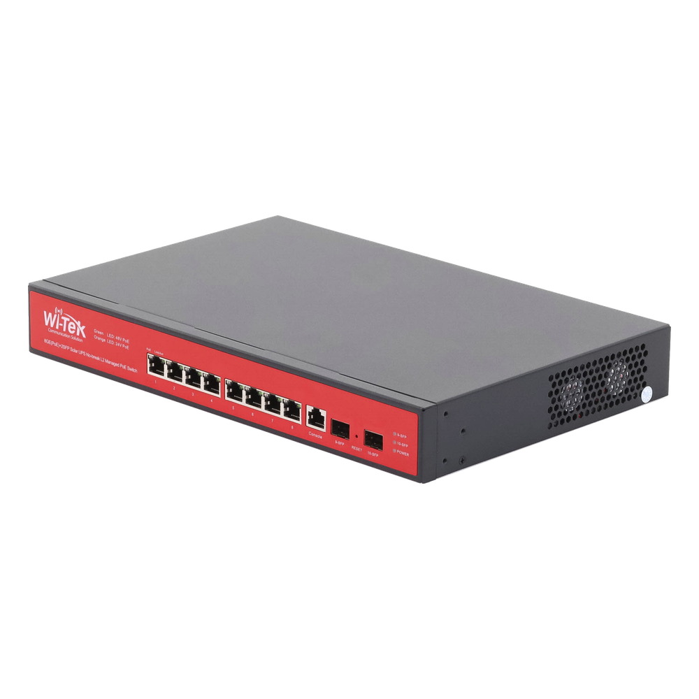 Switch Administrable Capa 2 de 8 puertos 10/100/1000 PoEaf/at + 2 x SFP Gigabit, con respaldo para energía solar WI-TEK - Imagen 2