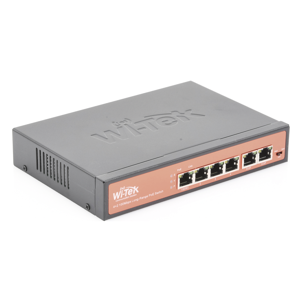 Switch PoE (802.3af/at/bt) / No administrable de largo alcance / Hasta 250m / 4x10/100Mbps (PoE) + 2x10/100Mbps Uplink / Presupuesto 65 W WI-TEK - Imagen 3